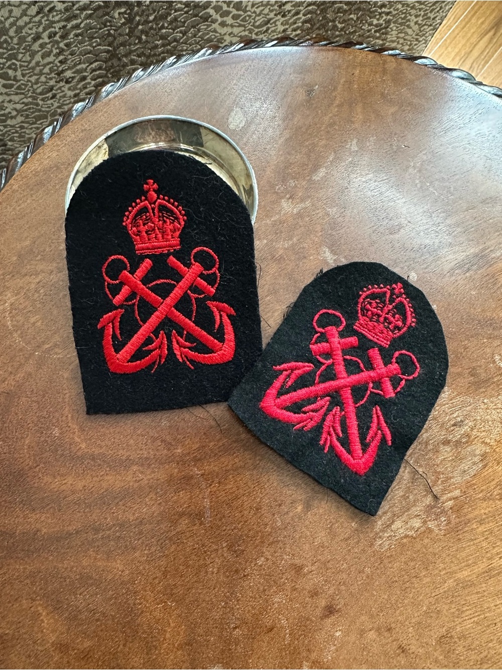 WWII Black & Red Anchor Embroidered Shoulder Patch - Nautical Accent